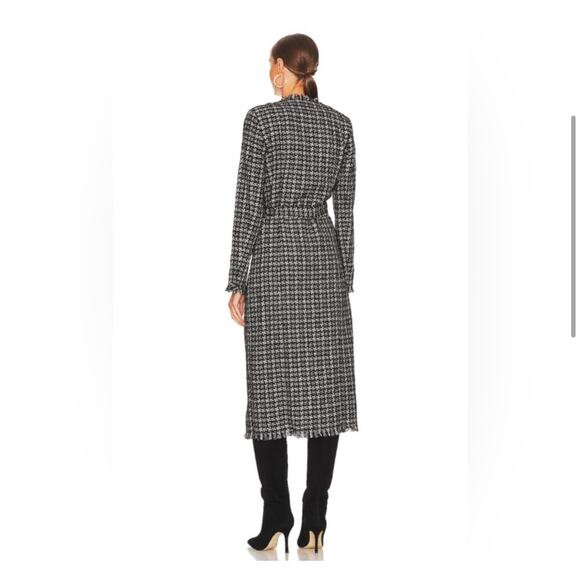 L'Agence Oakley Black and Ivory Metallic Houndstooth Jacket Coat 8 - Picture 3 of 13
